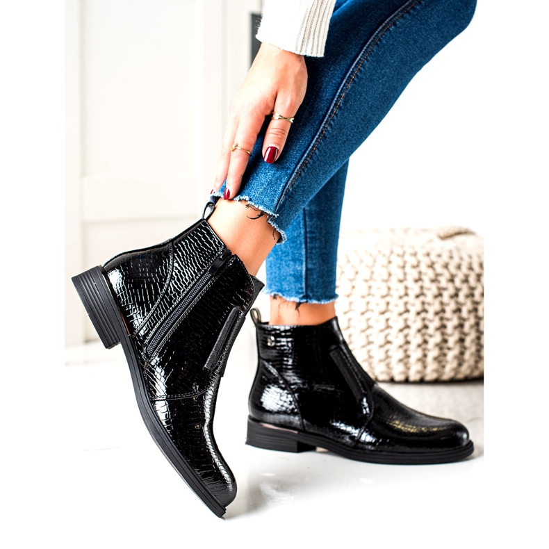 Botine patentate cu model animal Sergio Leone BT400 Black negru 3