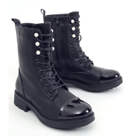 Muncitori negri pentru femei cu perle 4343 Negru 2 Muncitori negri pentru femei cu perle 4343 Negru 2