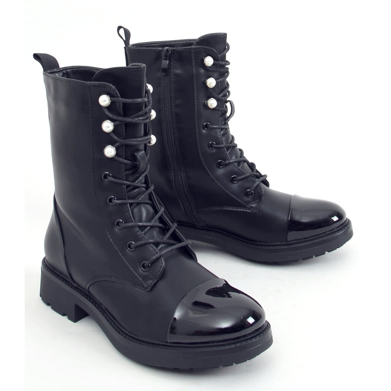 Muncitori negri pentru femei cu perle 4343 Negru 2 Muncitori negri pentru femei cu perle 4343 Negru 2