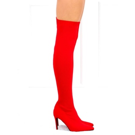 Cizme înalte cu șosete roșii cu stiletto AT-0656-L Roșu 5