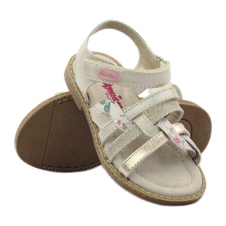 American Club Sandale americane Girls pentru Velcro 15079 bej/aur 3