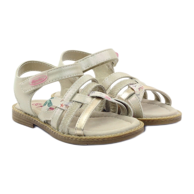 American Club Sandale americane Girls pentru Velcro 15079 bej/aur 4