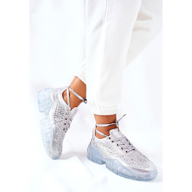 Pantofi sport cu zirconiu cubic Lu Boo Silver argint 1