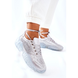 Pantofi sport cu zirconiu cubic Lu Boo Silver argint 2