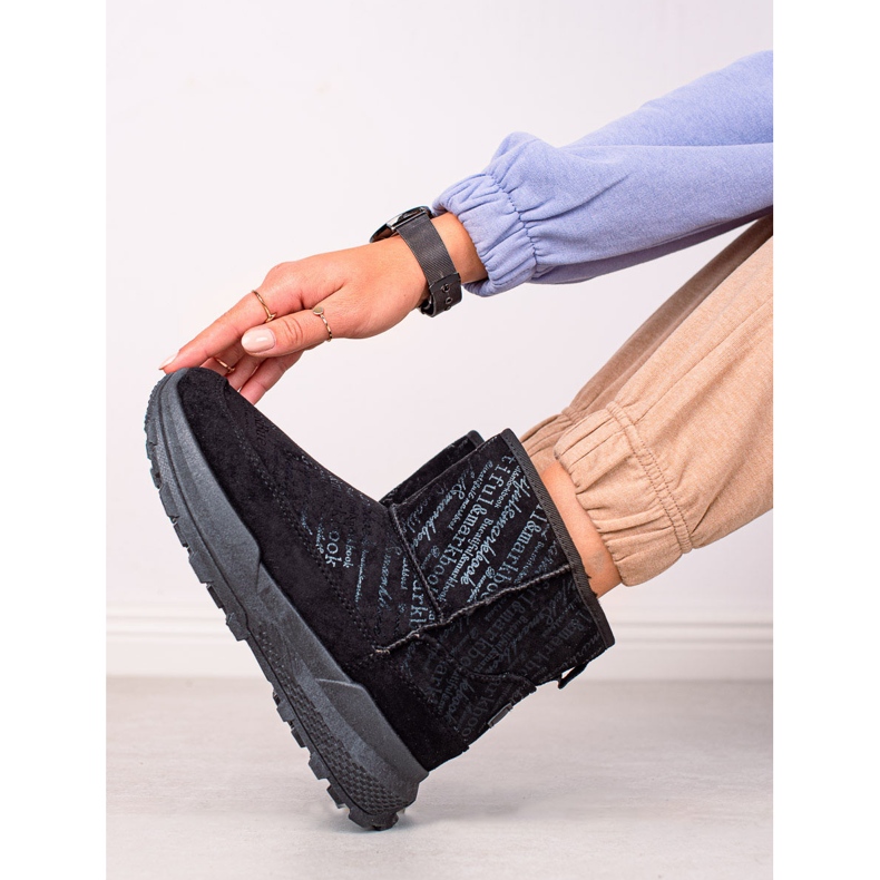 TRENDI Mukluki cald pe platformă negru 1