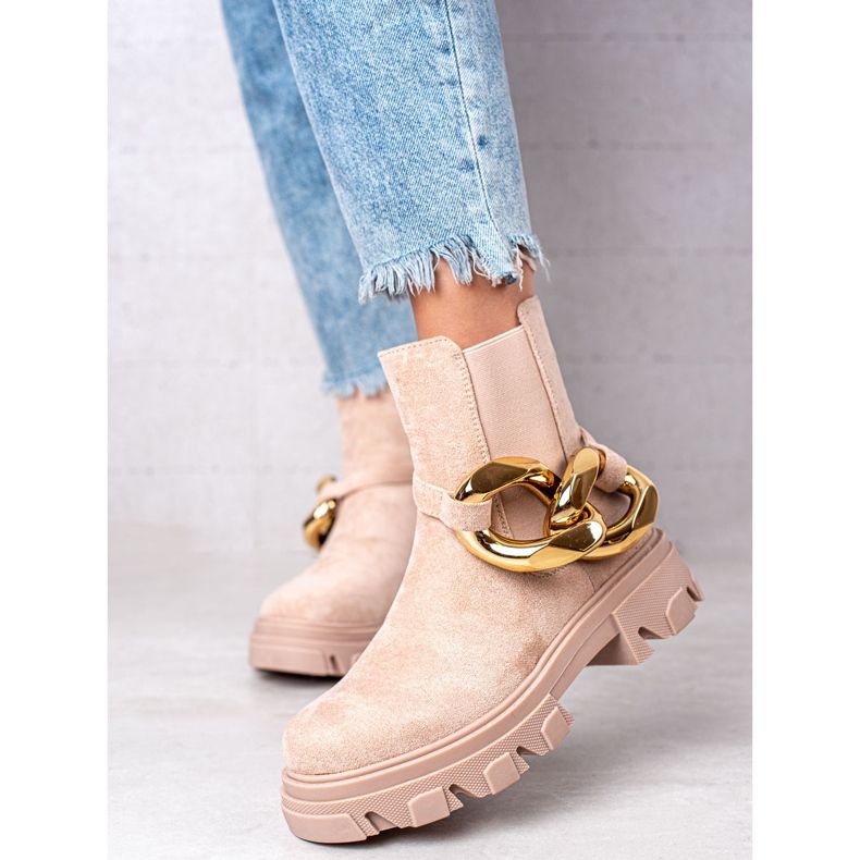 S. BARSKI Cizme din piele de căprioară pe platforma S.BARSKI bej 1