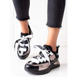 Adidași legați cu panglică VINCEZA negru de aur 1