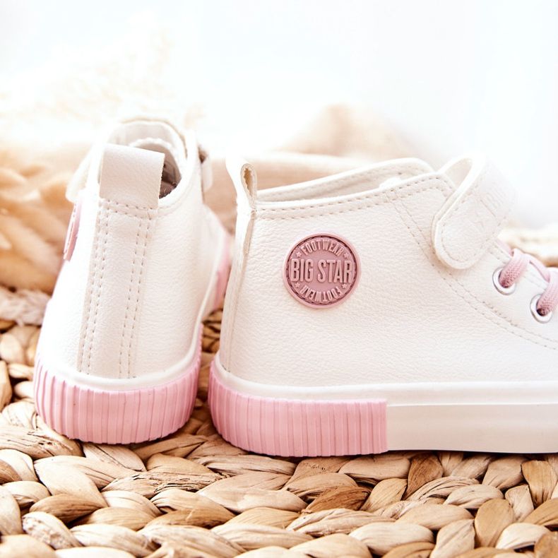 Adidași înalți pentru copii cu velcro Big Star II374014 Alb roz 1