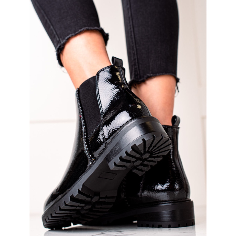 Erynn Cizme Chelsea lăcuite negre negru 1