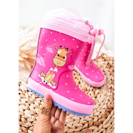 Cizme de ploaie din cauciuc pentru copii Fuchsia Glynnal Giraffe roz 1
