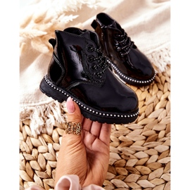 PA1 Cizme din piele pentru copii lacuit Maris negru 2