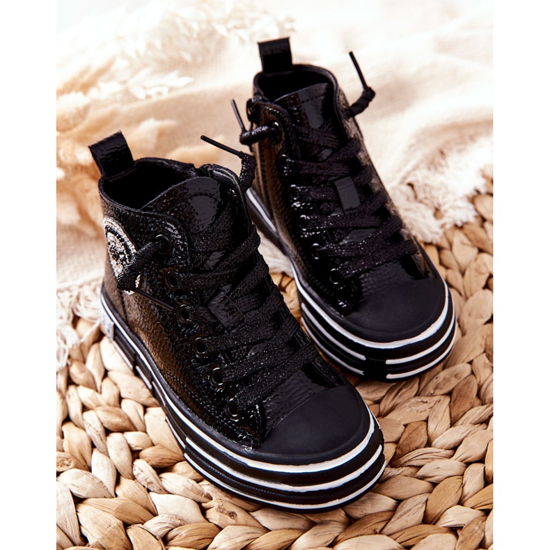 PA1 Adidași pentru copii lăcuțiți cu fermoar negru Evia 1