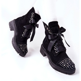 Lewski Shoes Cizme din piele de căprioară Lucrări Lewski Pantofi legați 3069 negru 2