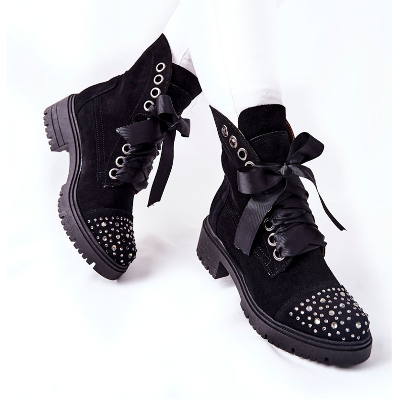 Lewski Shoes Cizme din piele de căprioară Lucrări Lewski Pantofi legați 3069 negru 2