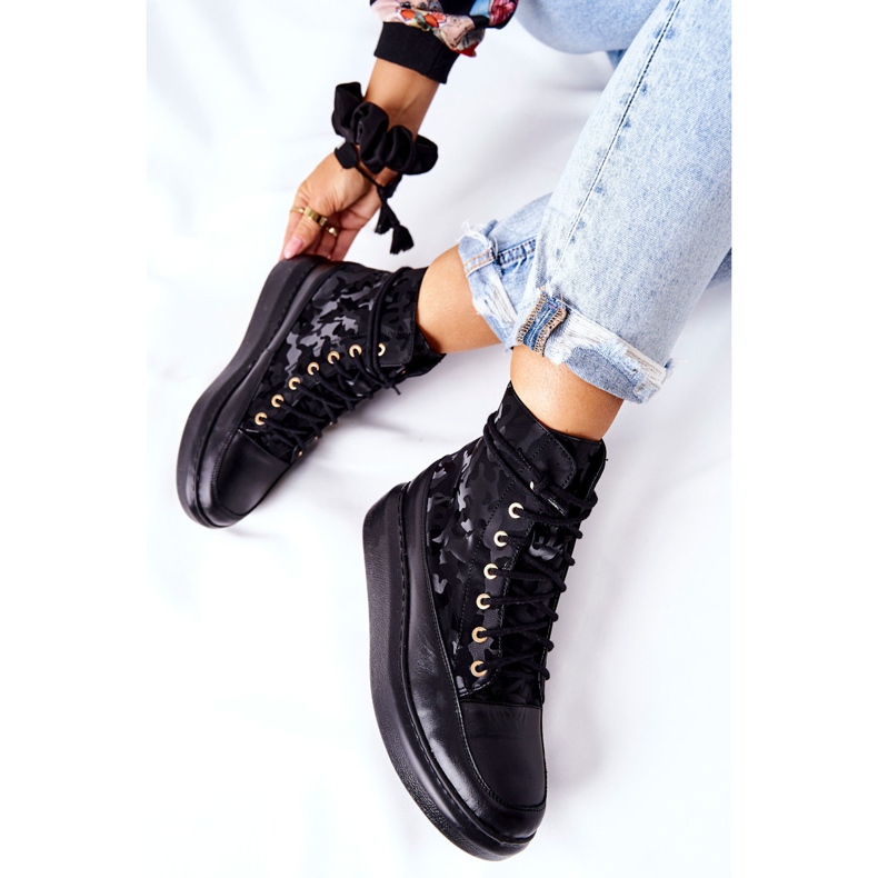 Lewski Shoes Pantofi sport din piele Lewski 3034 Black Camo negru 1