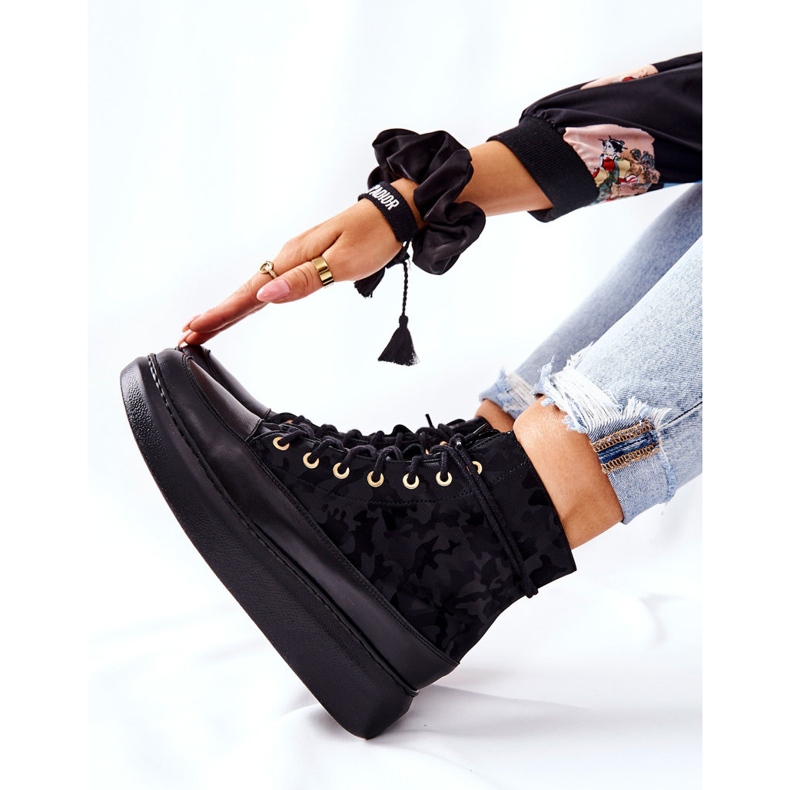 Lewski Shoes Pantofi sport din piele Lewski 3034 Black Camo negru 2