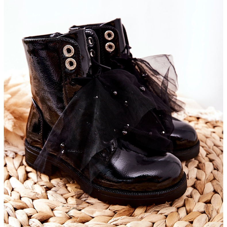 S.Barski Cizme de copii negre lacate calde Semissa negru 1