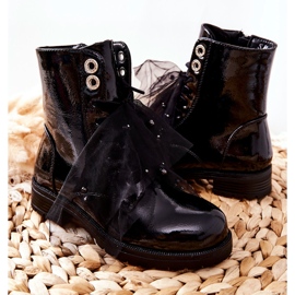 S.Barski Cizme de copii negre lacate calde Semissa negru 2