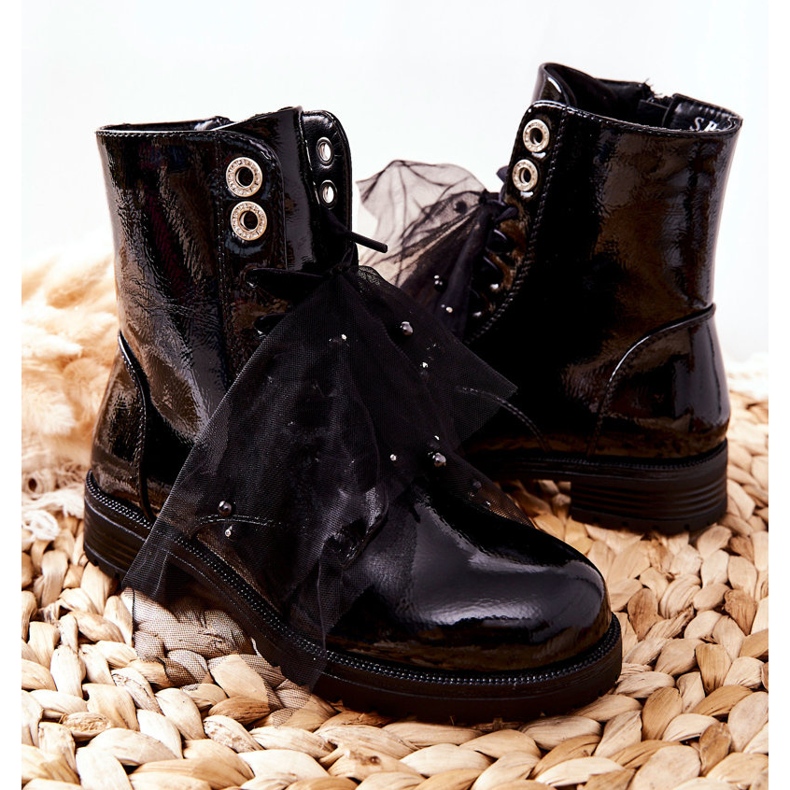 S.Barski Cizme de copii negre lacate calde Semissa negru 2