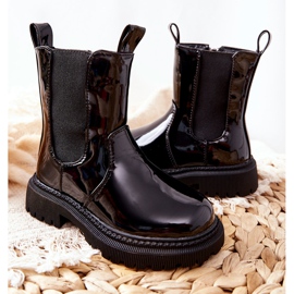 FR1 Cizme pentru copii Aletris negru lăcuit cald 2