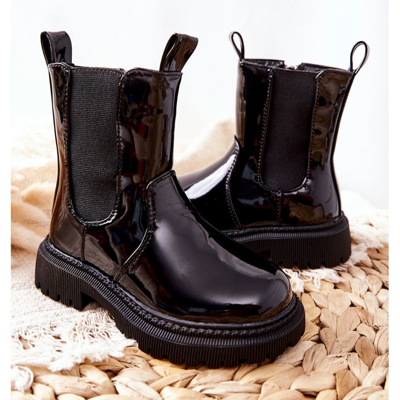 FR1 Cizme pentru copii Aletris negru lăcuit cald 2