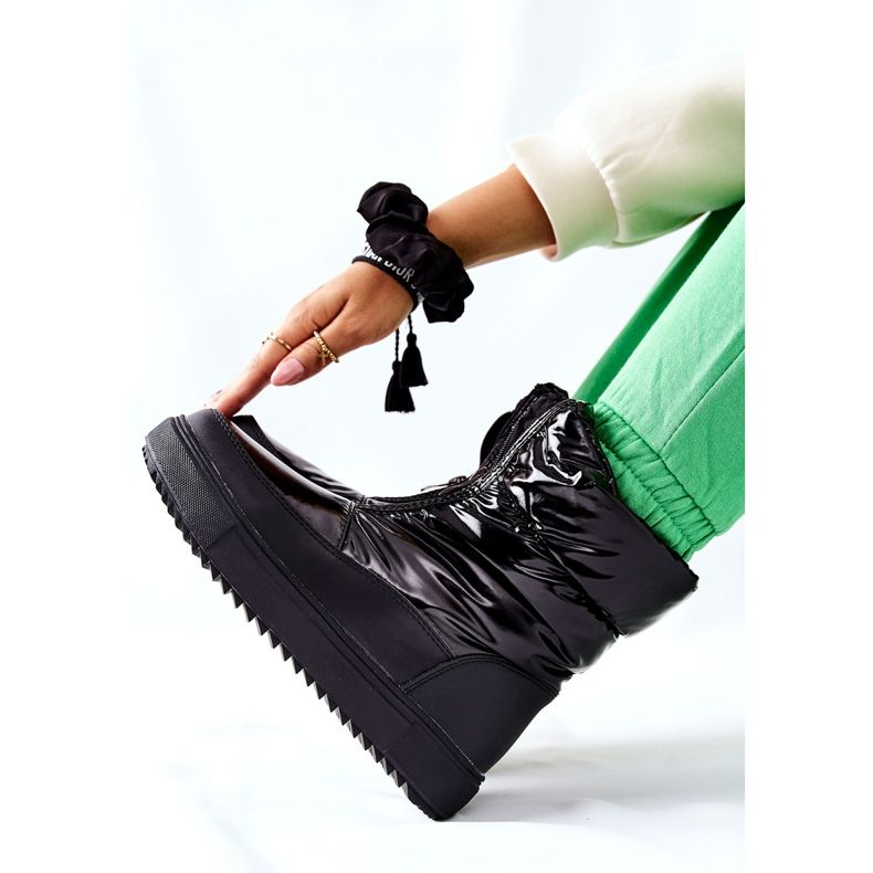 S.Barski Cizme de zăpadă calde negre pentru femei Monile negru 2