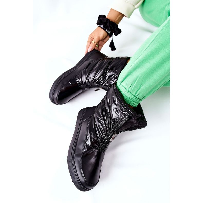 S.Barski Cizme de zăpadă calde negre pentru femei Monile negru 1