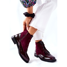 Cizme calde din piele de căprioară Sergio Leone BT401 Burgundy claret 2