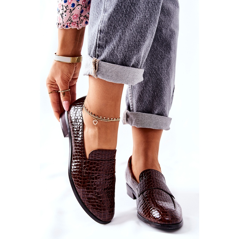 Vinceza Încălțăminte lăcuite cu un model animal de in maro 1