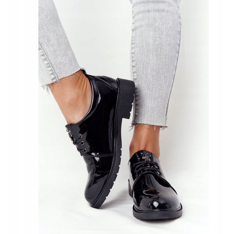 S.Barski Pantofi lăcuți pentru femei Oxfords lăcuți S. Barski Negru 3