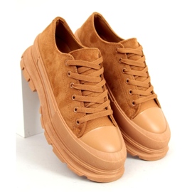 Adidași cu talpă înaltă Lily Camel maro 1