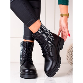 Goodin Botine cu siret cu model negru 2