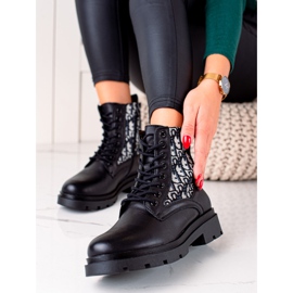 Goodin Botine cu siret cu model negru 1