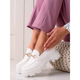 Diamantique Mocasini din piele ecologică alb 2