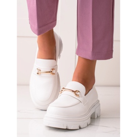 Diamantique Mocasini din piele ecologică alb 1