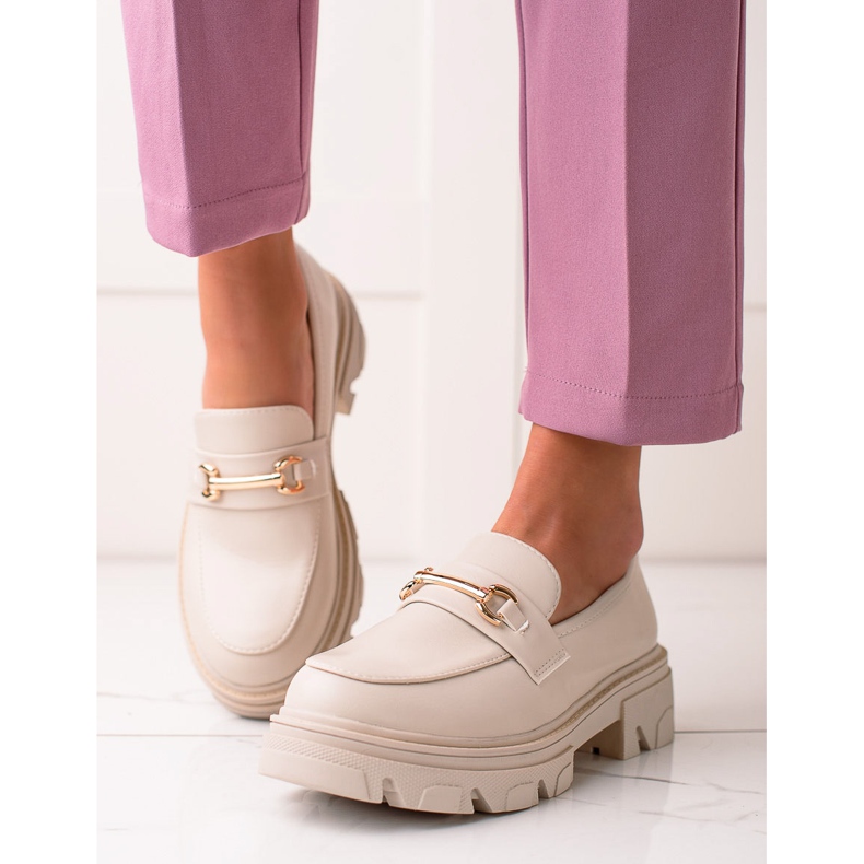 Diamantique Mocasini din piele ecologică bej 1