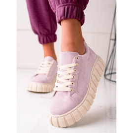 Sweet Shoes Adidași din piele de căprioară pe platformă violet 1
