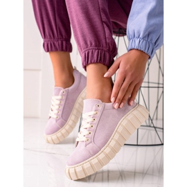 Sweet Shoes Adidași din piele de căprioară pe platformă violet 2