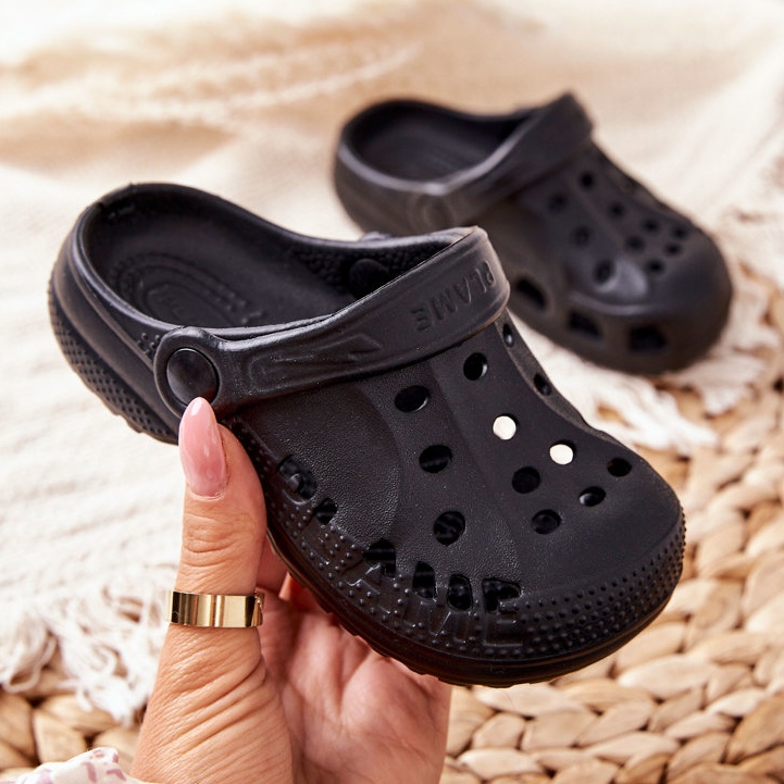 Flameshoes Papuci de casă Black Kroks pentru copii negru 2