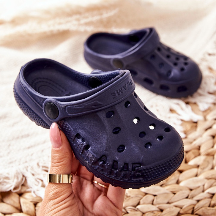 Flameshoes Papuci de casă pentru copii Blue Crocs albastru marin 1