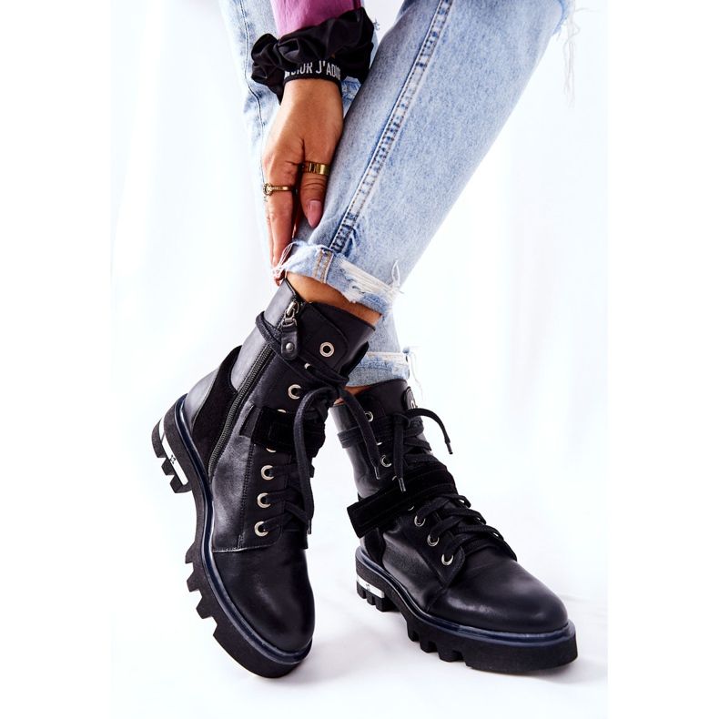 Cizme de muncitor din piele neagră Maciejka 05219-01 negru 2