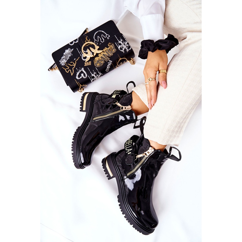 PM1 Cizme lăcuite clasice cu dungi negre Lorie negru 2