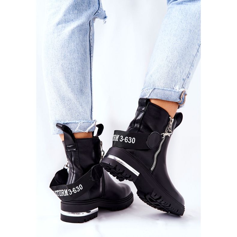 PS1 Cizme negre din piele caldă Cortona cu fermoar negru 2