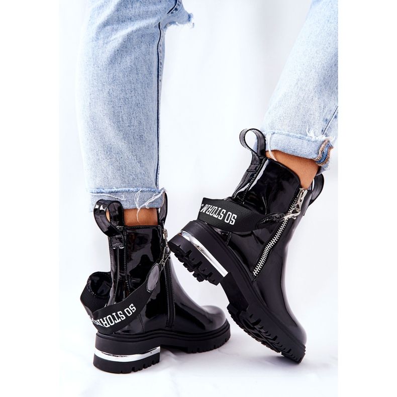 PS1 Cizme calde lacate din piele cu fermoar negru Cortona 2 PS1 Cizme calde lacate din piele cu fermoar negru Cortona 2