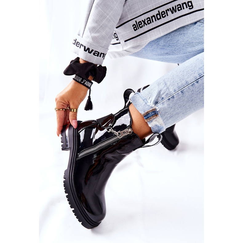 PS1 Cizme calde lacate din piele cu fermoar negru Cortona 1 PS1 Cizme calde lacate din piele cu fermoar negru Cortona 1