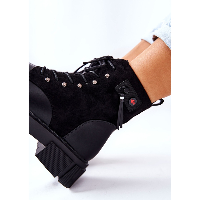 POTOCKI Lucrători de cizme din piele legate negru în felul tău! 1