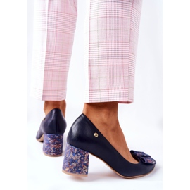 Pompele pentru femei Maciejka Suede Blue Navy 3356A-19 albastru marin 2