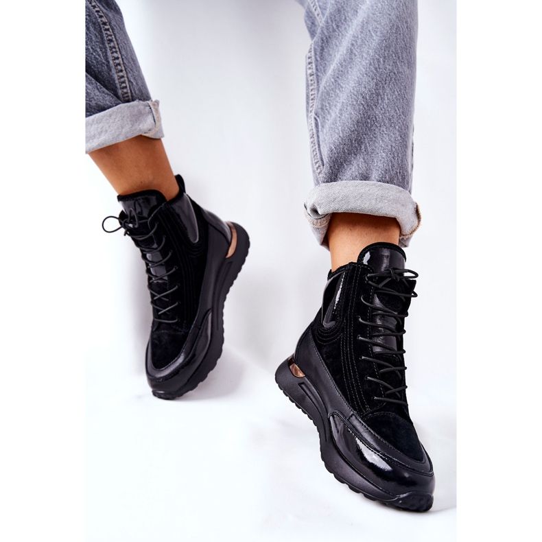 POTOCKI Adidași sport din piele neagră Chocci negri negru 2