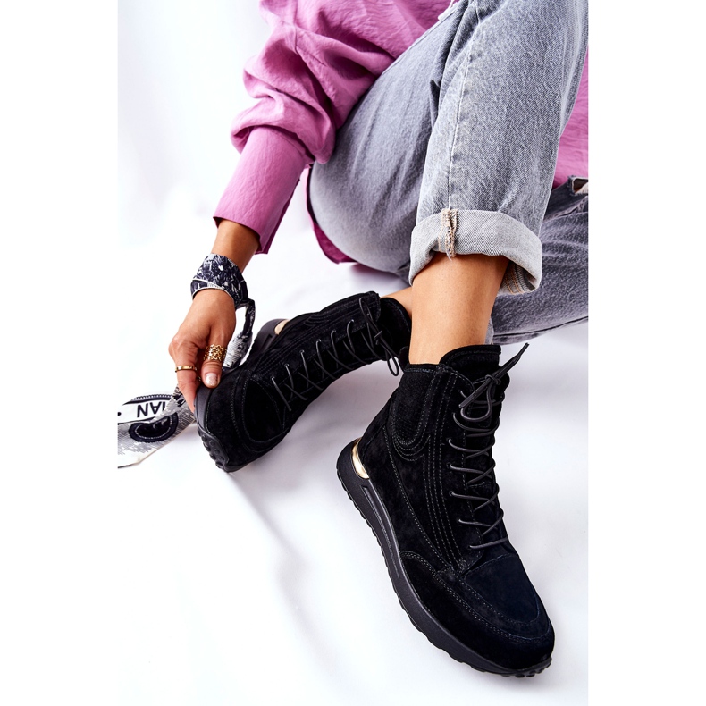 POTOCKI Adidași sport din piele înaltă Chocci negru 1