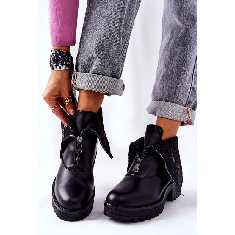 Vinceza Cizme din piele cu toc înalt Challonte negru 1